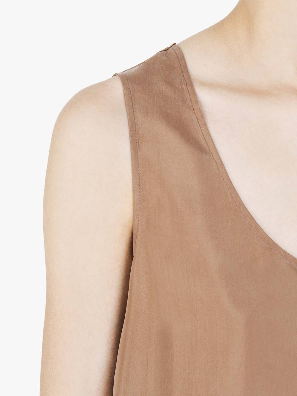 ALYSI Top Habutay donna con scollo tondo legno Liquidazione