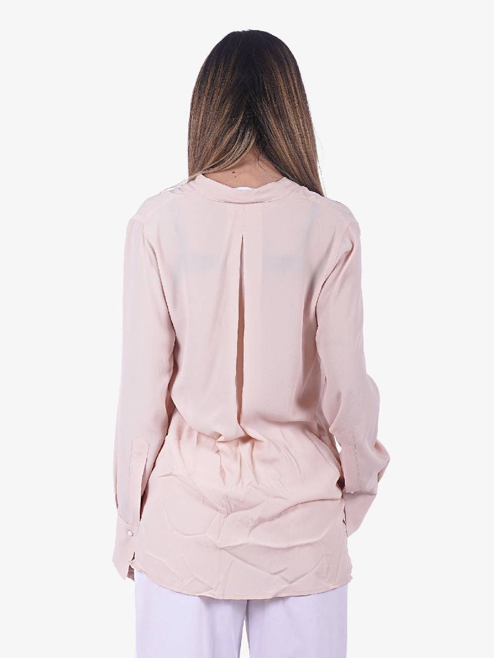 MERCI Blusa donna collo alla coreana rosa Ritorno libero