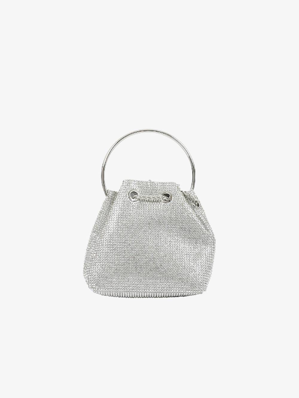 EXE' Borsa a mano luxury strass CAO7-16 donna argento Trasporto libero internazionale