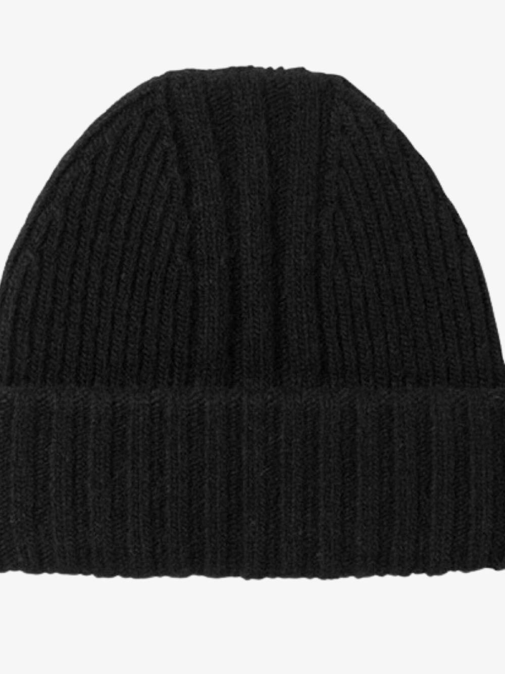 Y-3 Cappello Beanie uomo in lana nero con etichetta Latest stili