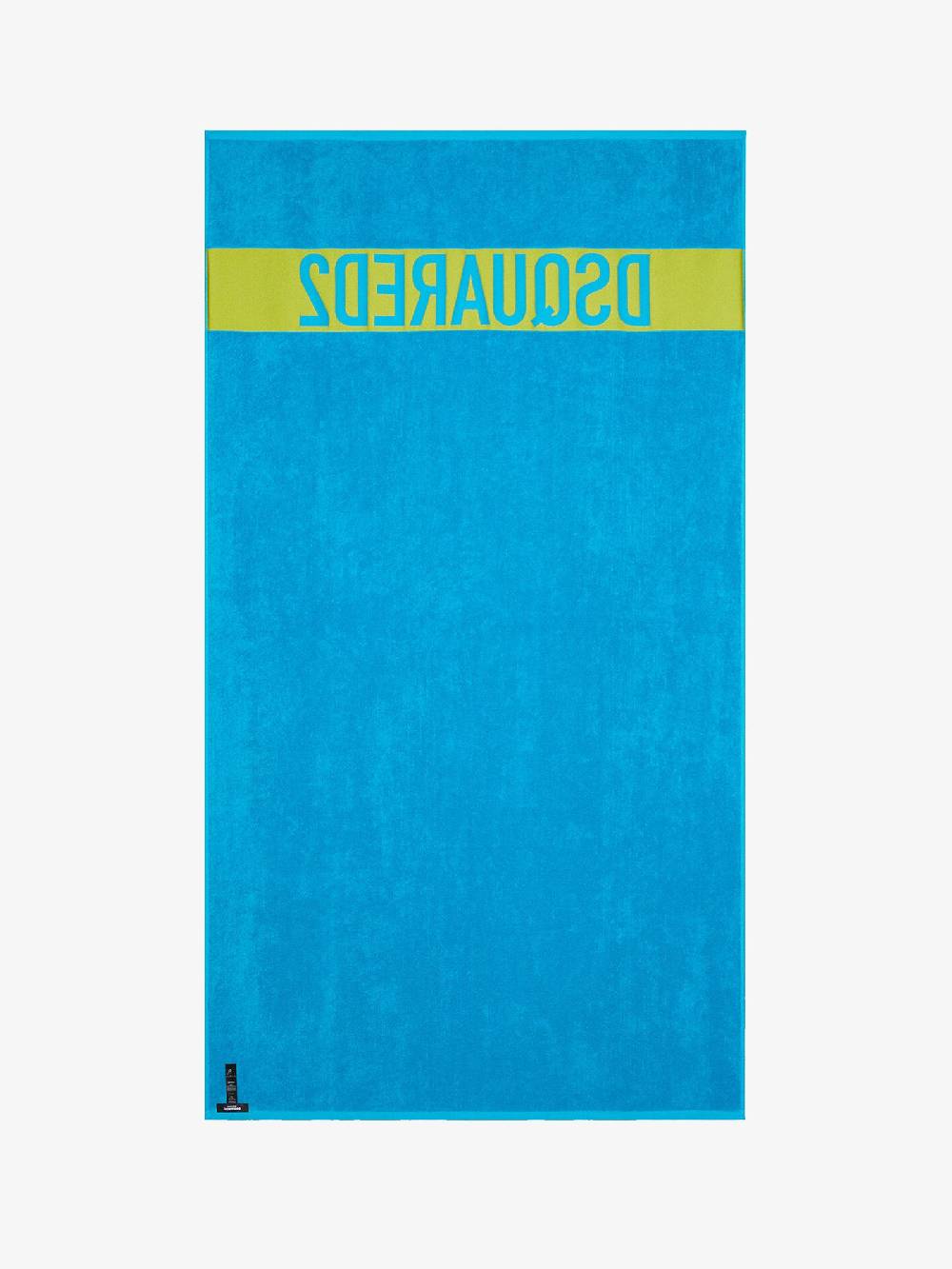 DSQUARED2 Telo da mare unisex in cotone azzurro con logo lettering a contrasto Fino al 60% di sconto