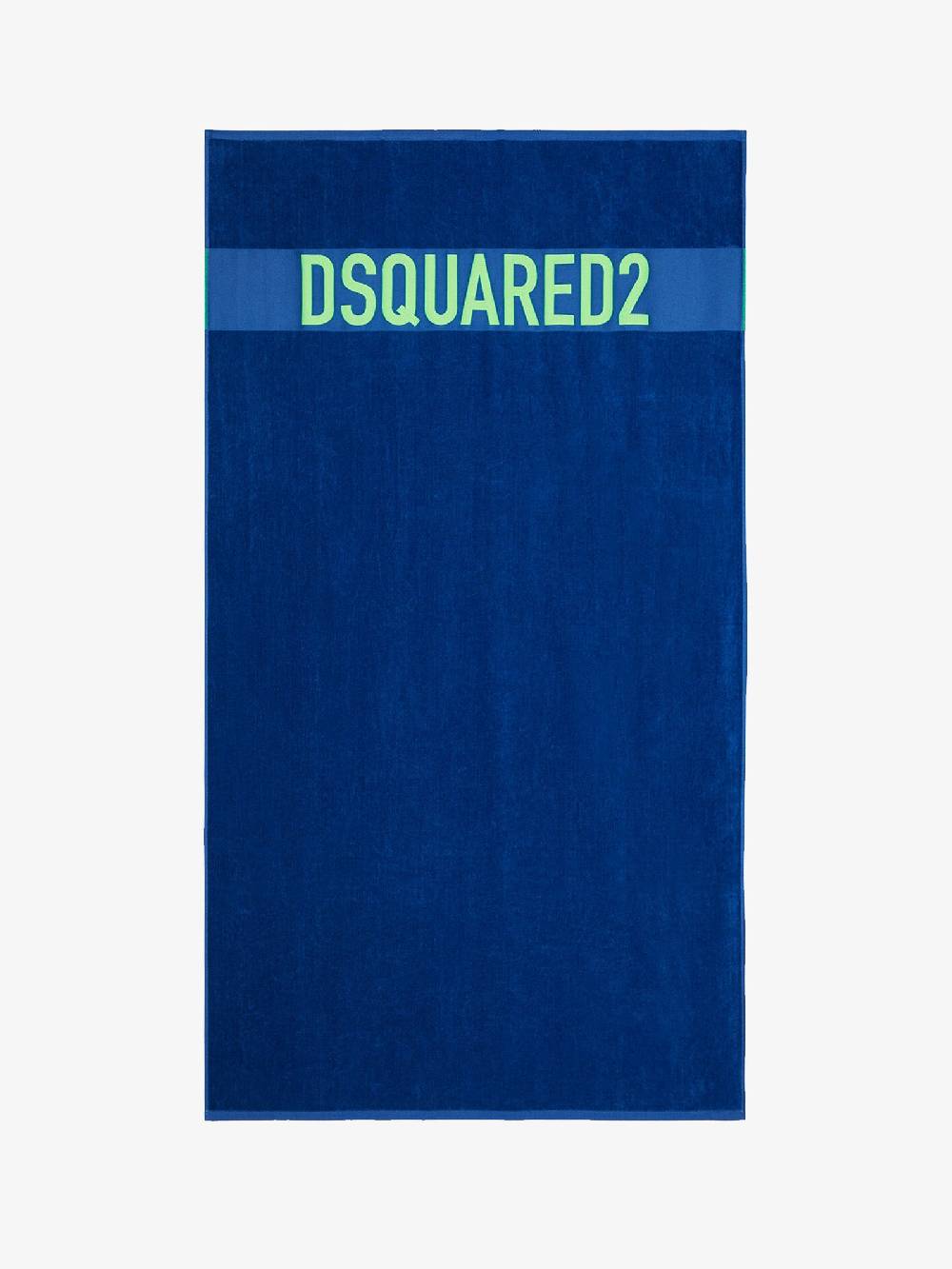 DSQUARED2 Telo da mare unisex in cotone blu con logo lettering a contrasto Fino al 65% di sconto