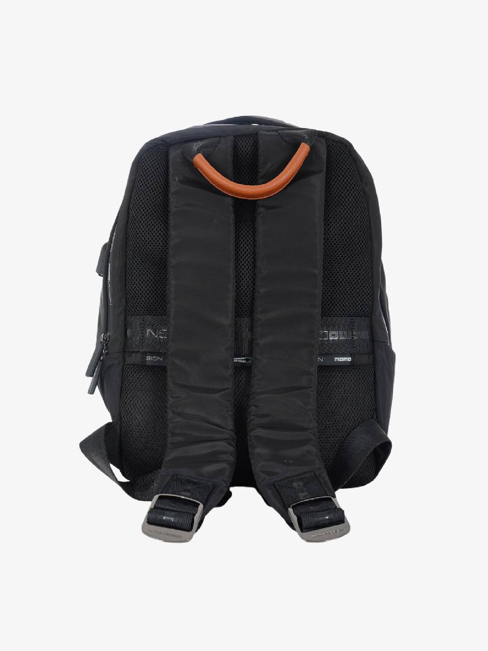 MOMO DESIGN Zaino MO-02IC ovale uomo in nylon nero scuro/cuoio In Saldo