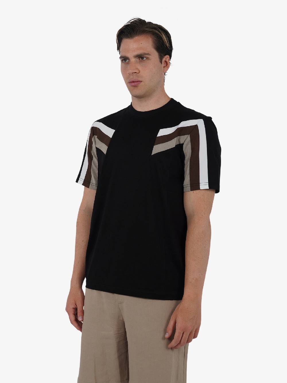 PRET A PORTER T-shirt girocollo con stampa M9M2752 uomo cotone nero Promozione temporanea
