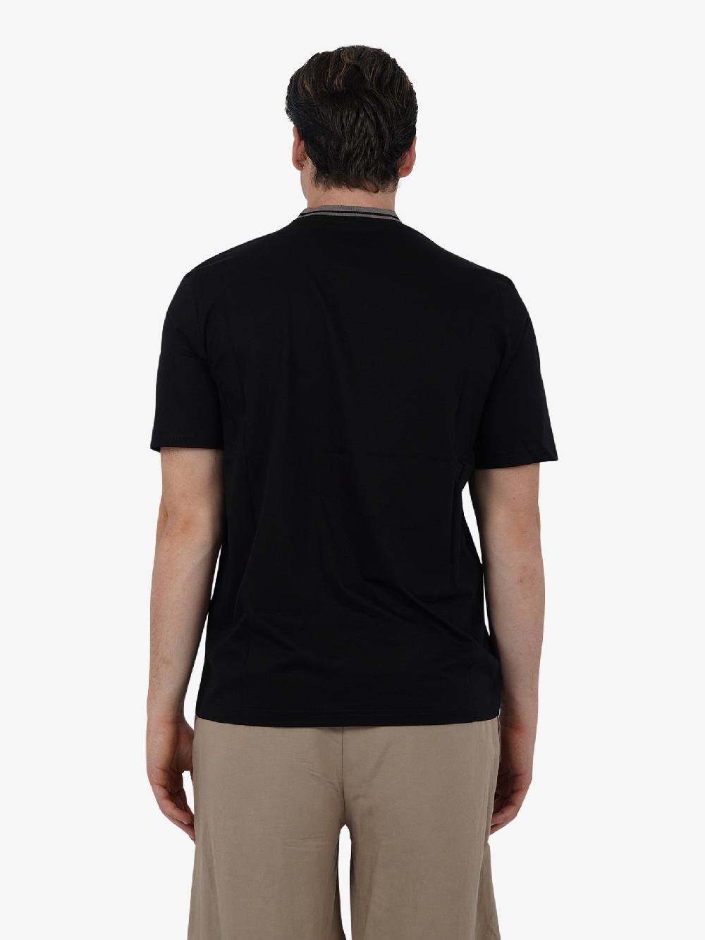PRET A PORTER T-shirt girocollo M9M2722 uomo cotone nero Fino al 60% di sconto