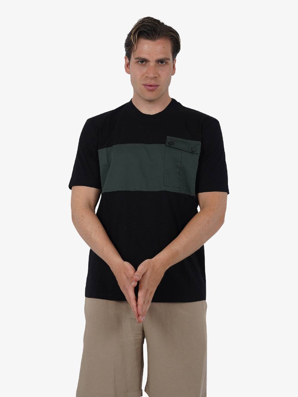 PRET A PORTER T-shirt con tasca applicata M9M2712 uomo cotone nero Only for today
