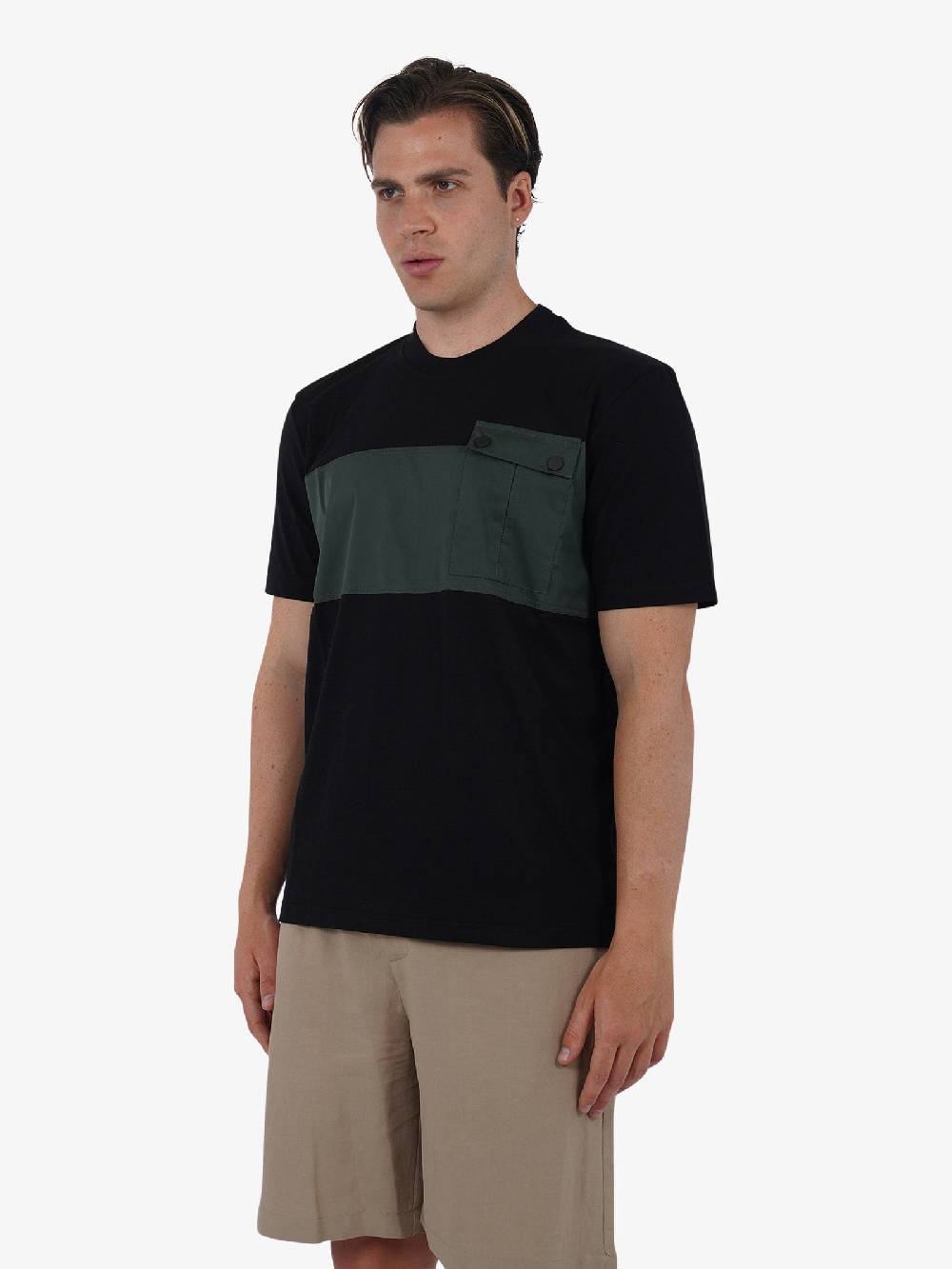 PRET A PORTER T-shirt con tasca applicata M9M2712 uomo cotone nero Only for today
