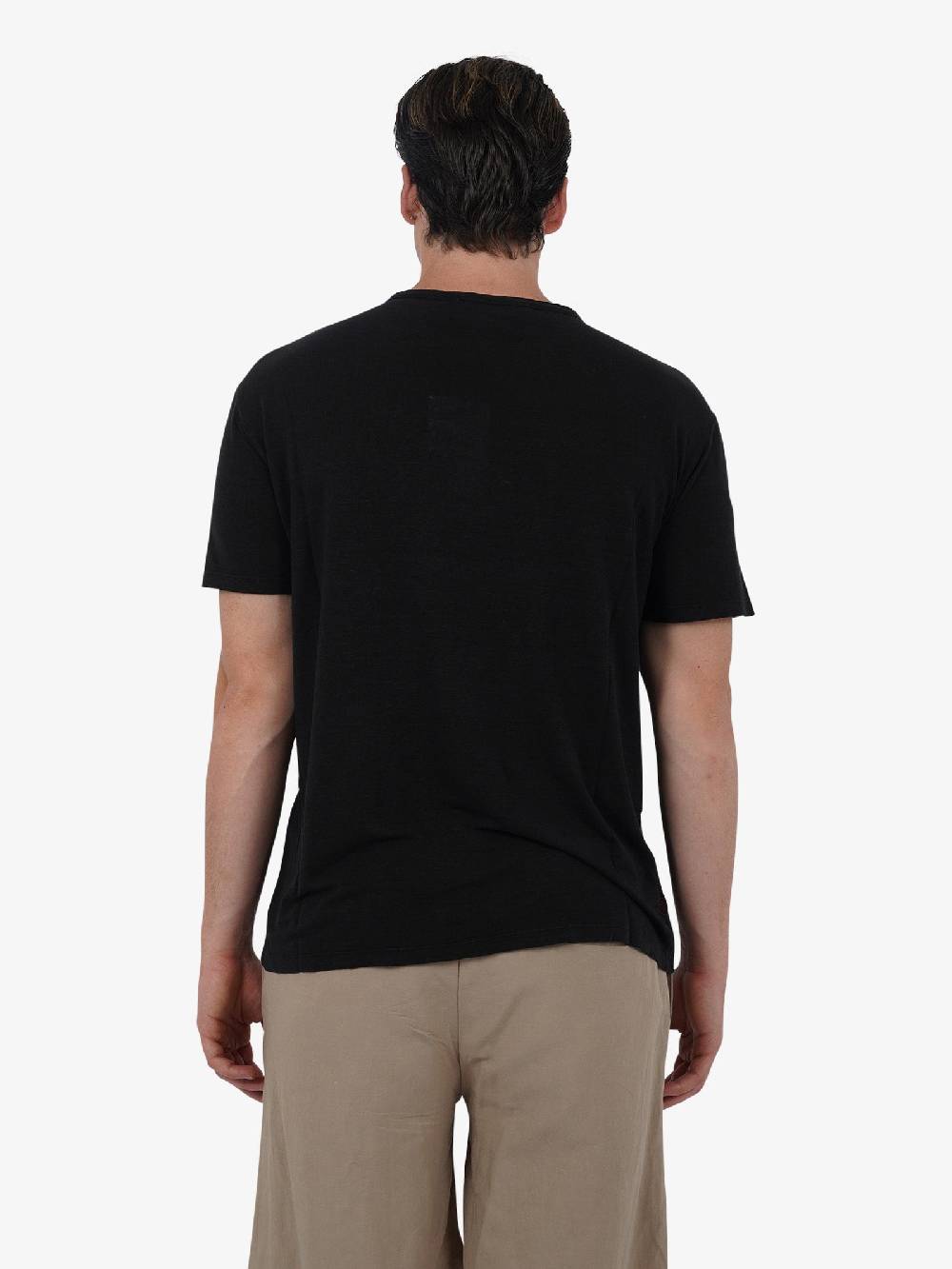 AMARANTO T-shirt B6B0008 uomo Lino nero Fino al 55% di sconto
