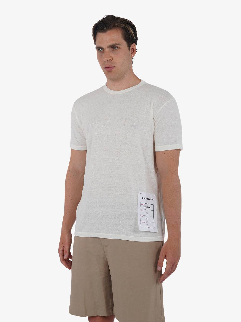 AMARANTO T-shirt B6B0008 uomo Lino panna Discount Store per i nuovi prodotti