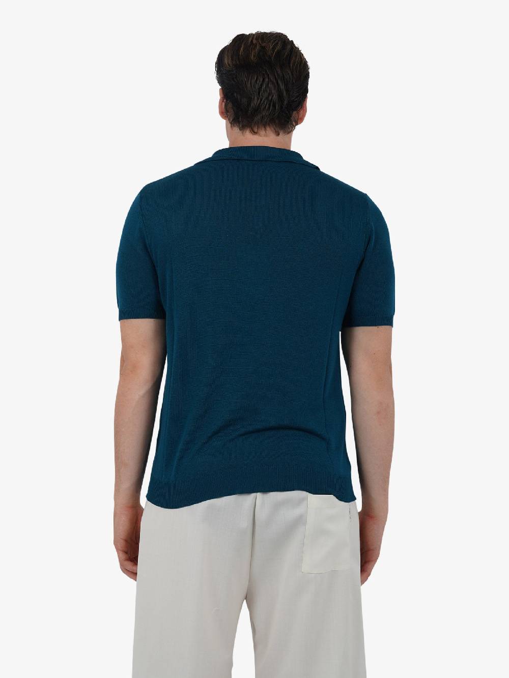 WHITE OVER Polo a 3 bottoni PO/001 uomo viscosa blu Solo un giorno rimasto