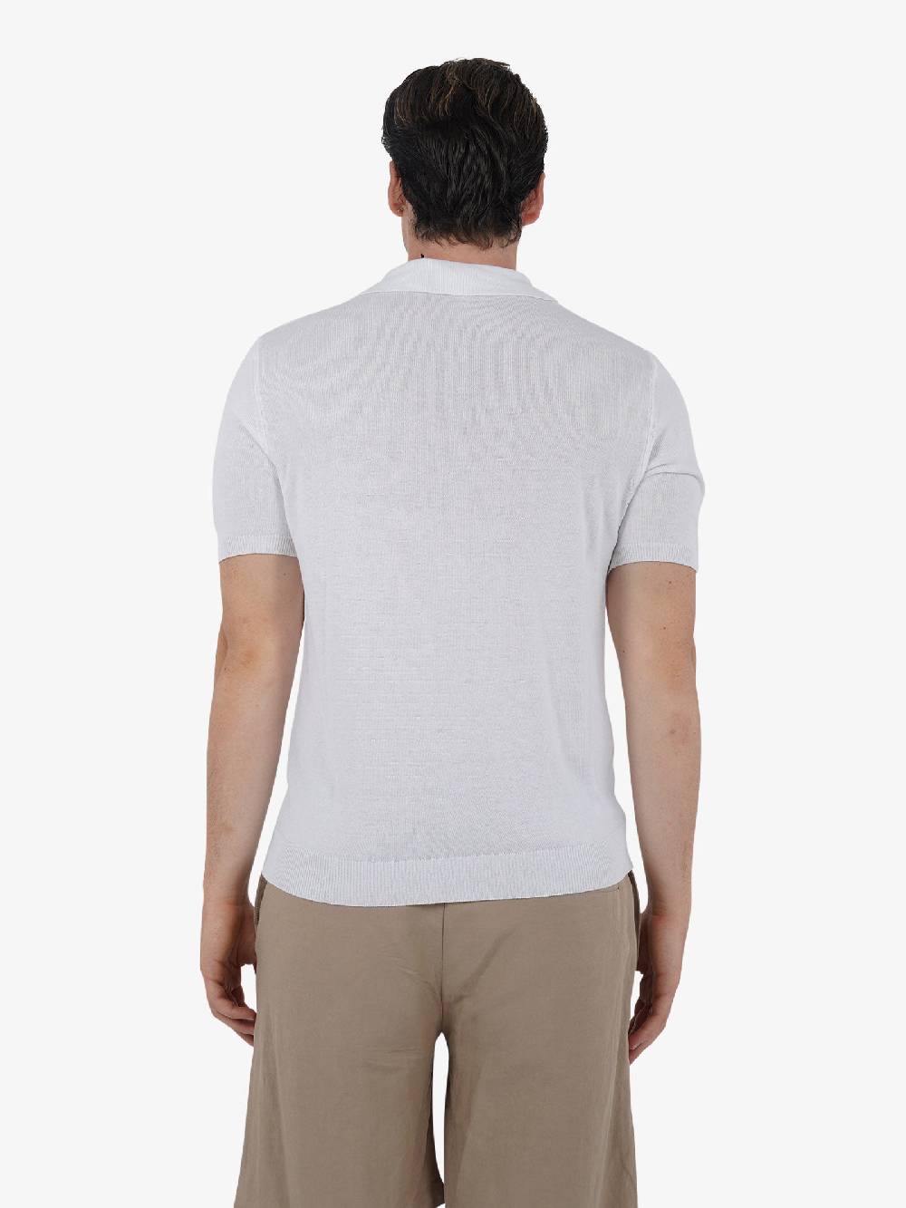 WHITE OVER Polo a 3 bottoni PO/001 uomo viscosa bianco Super sconto