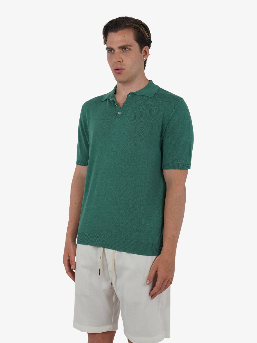 WHITE OVER Polo a 3 bottoni PO/001 uomo viscosa verde Enormi sconti