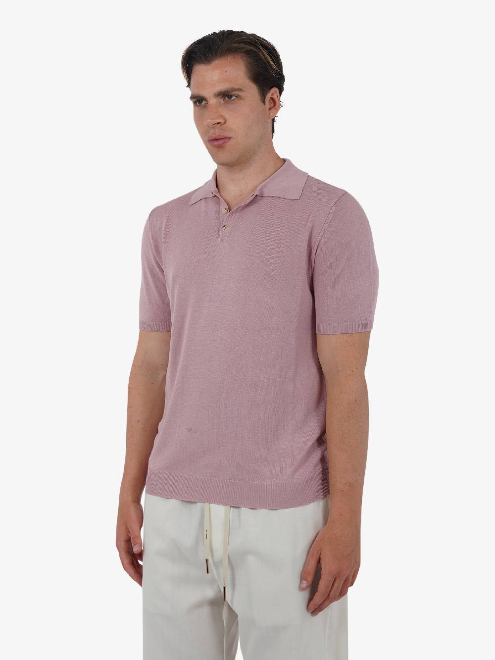 WHITE OVER Polo a 3 bottoni PO/001 uomo viscosa rosa 50% di sconto con spedizione gratuita