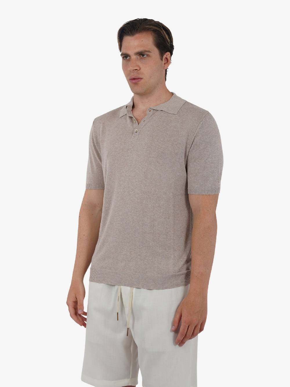 WHITE OVER Polo a 3 bottoni PO/001 uomo viscosa beige Trasporto libero internazionale