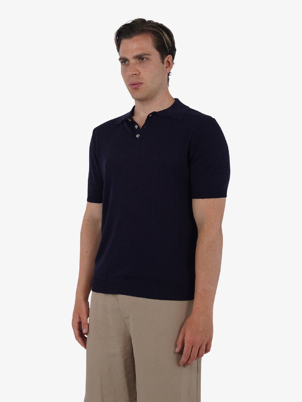 WHITE OVER Polo a 3 bottoni PO/001 uomo viscosa blu Officina