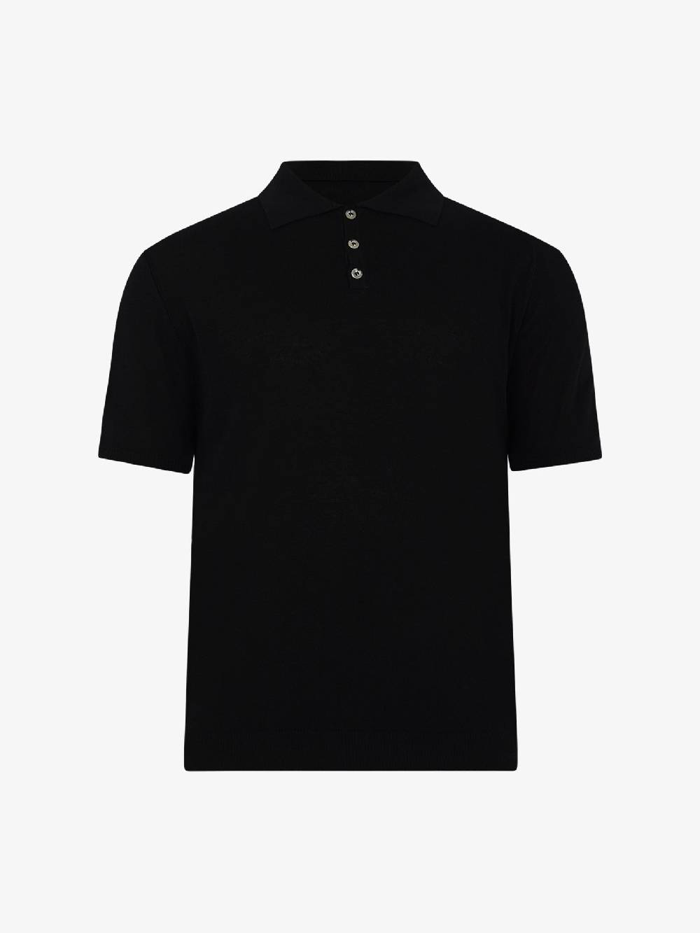WHITE OVER Polo a 3 bottoni PO/001 uomo viscosa nero Limitato a 3 giorni