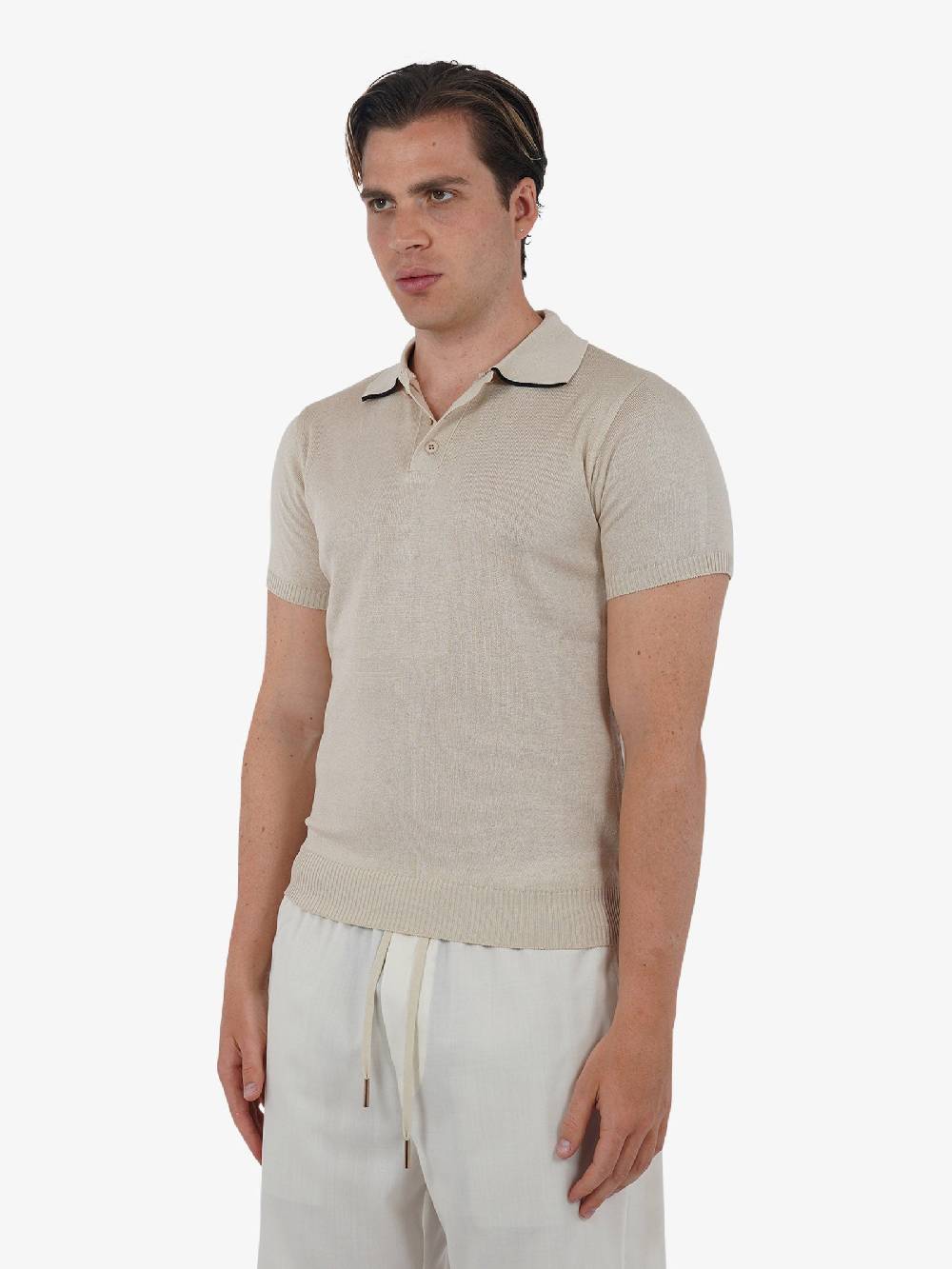 PRET A PORTER Polo a 3 bottoni M9M2756 uomo cotone beige Esporta salva