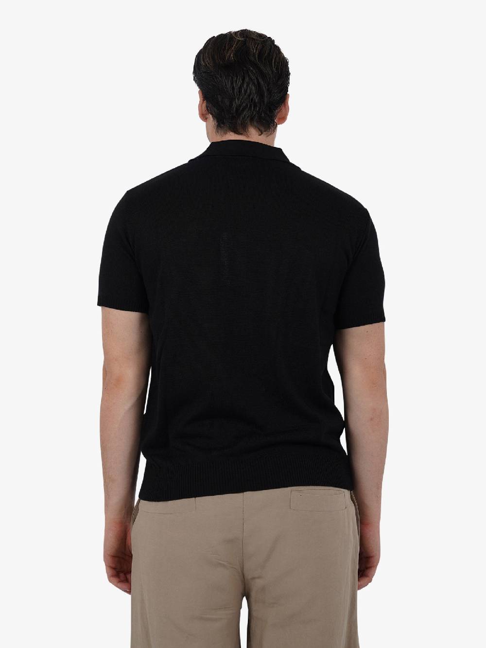 PRET A PORTER Polo a 3 bottoni M9M2756 uomo cotone nero Black Friday Prezzi