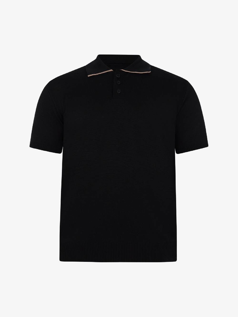 PRET A PORTER Polo a 3 bottoni M9M2756 uomo cotone nero Black Friday Prezzi