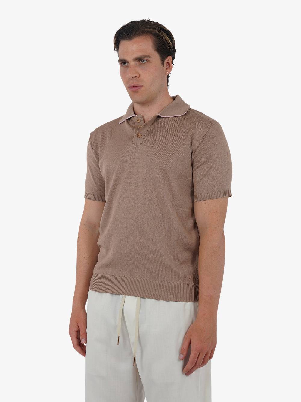 PRET A PORTER Polo a 3 bottoni M9M2756 uomo cotone marrone In vendita