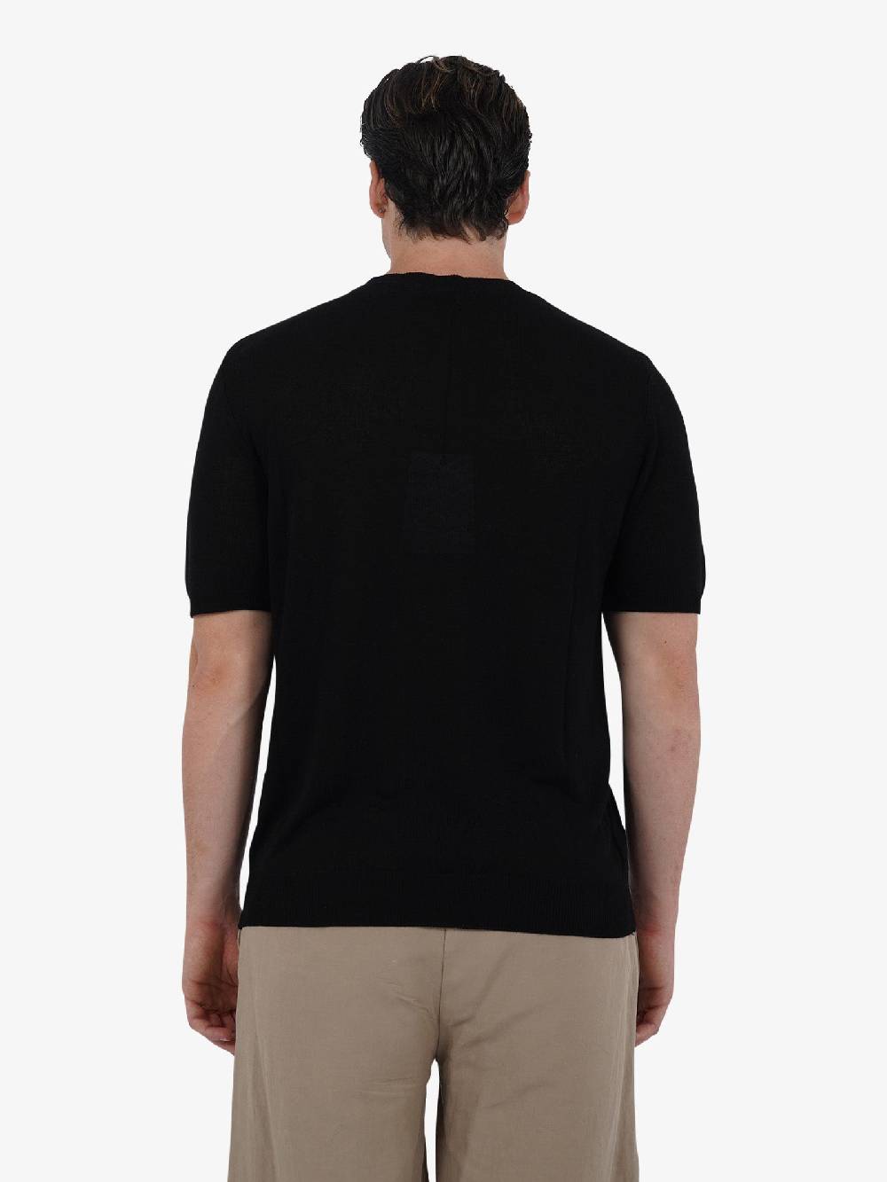 WHITE OVER Maglia regular girocollo ML/001 uomo viscosa nero Nuovo