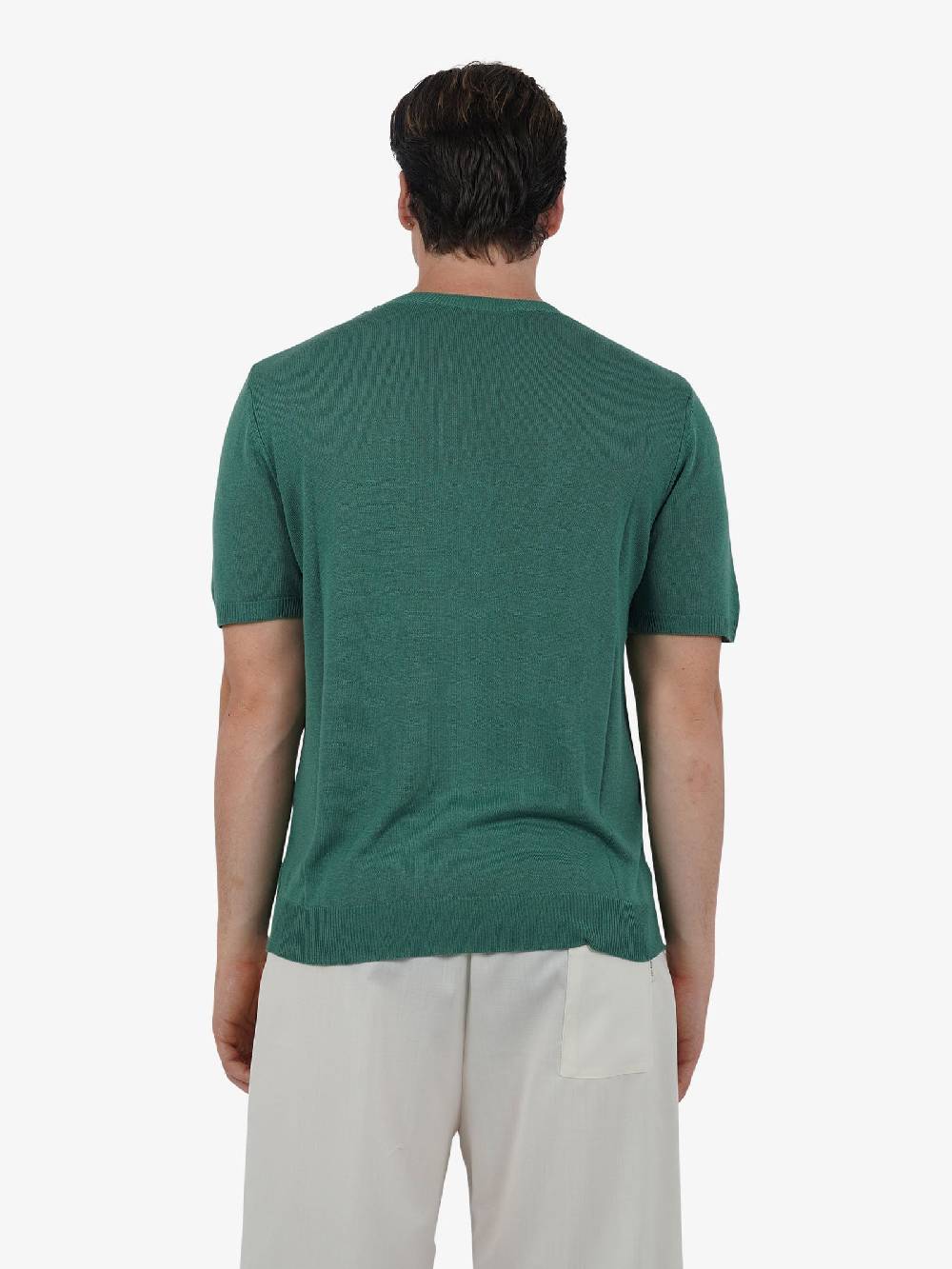 WHITE OVER Maglia regular girocollo ML/001 uomo viscosa verde Promozione