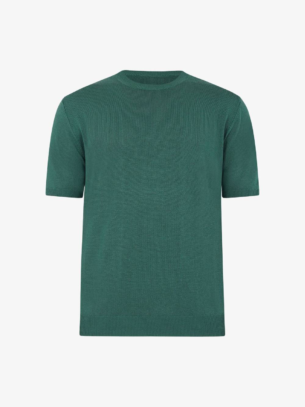 WHITE OVER Maglia regular girocollo ML/001 uomo viscosa verde Promozione