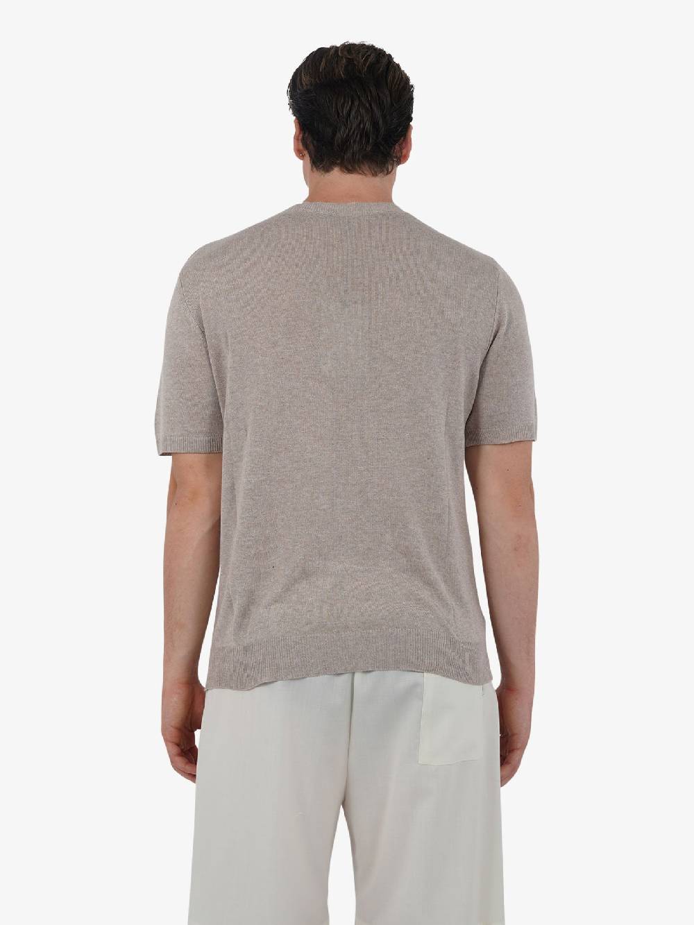 WHITE OVER Maglia regular girocollo ML/001 uomo viscosa beige Spedizione Gratuita