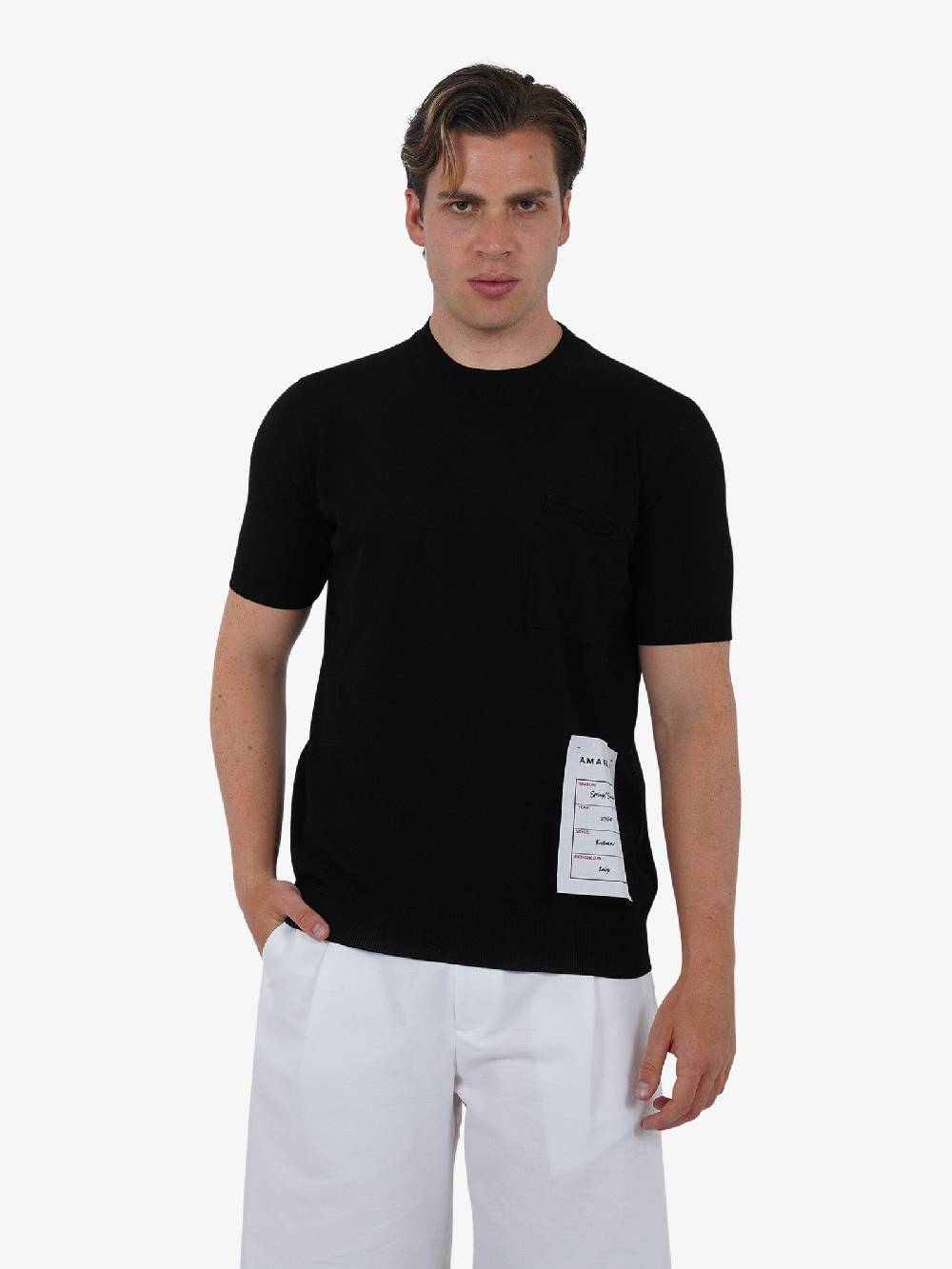 AMARANTO Maglia B9B0021B uomo cotone nero Pezzi Unici