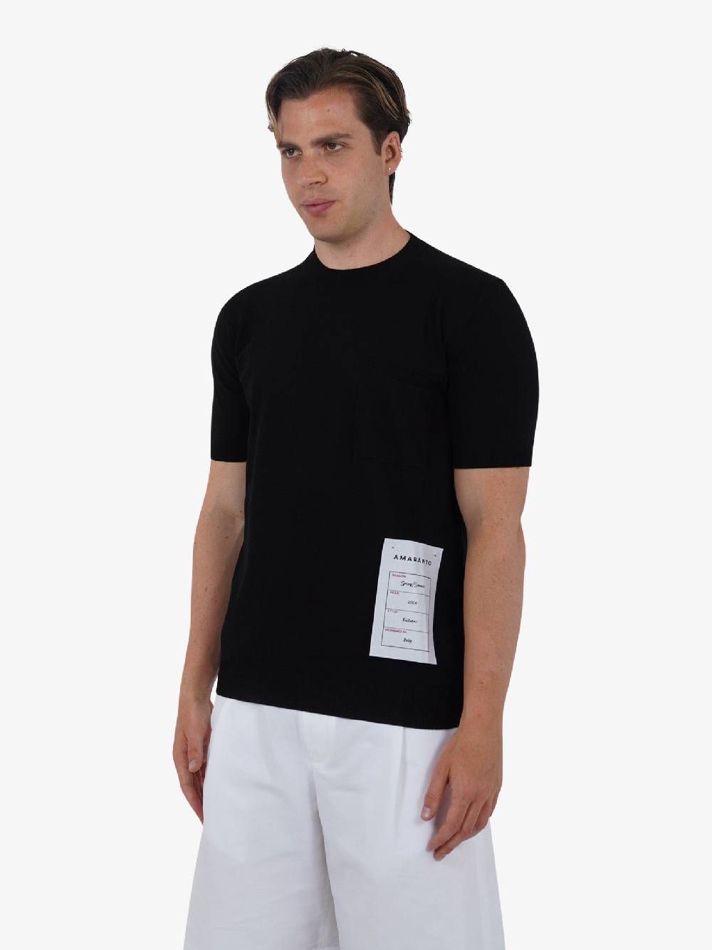AMARANTO Maglia B9B0021B uomo cotone nero Pezzi Unici