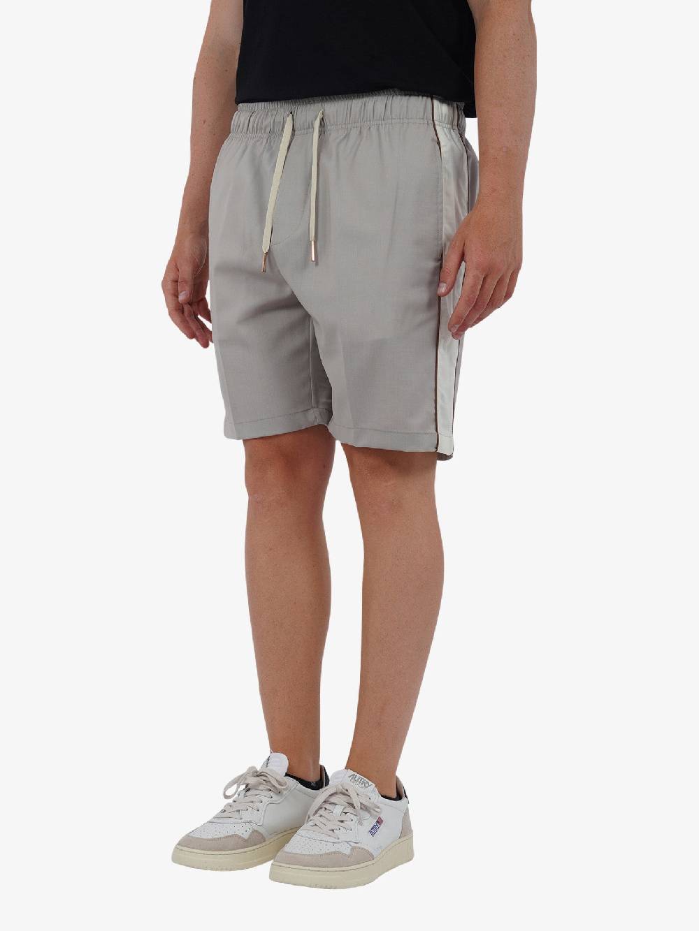 YES LONDON Bermuda con bande laterali XS4215 uomo lana beige Consegna Veloce