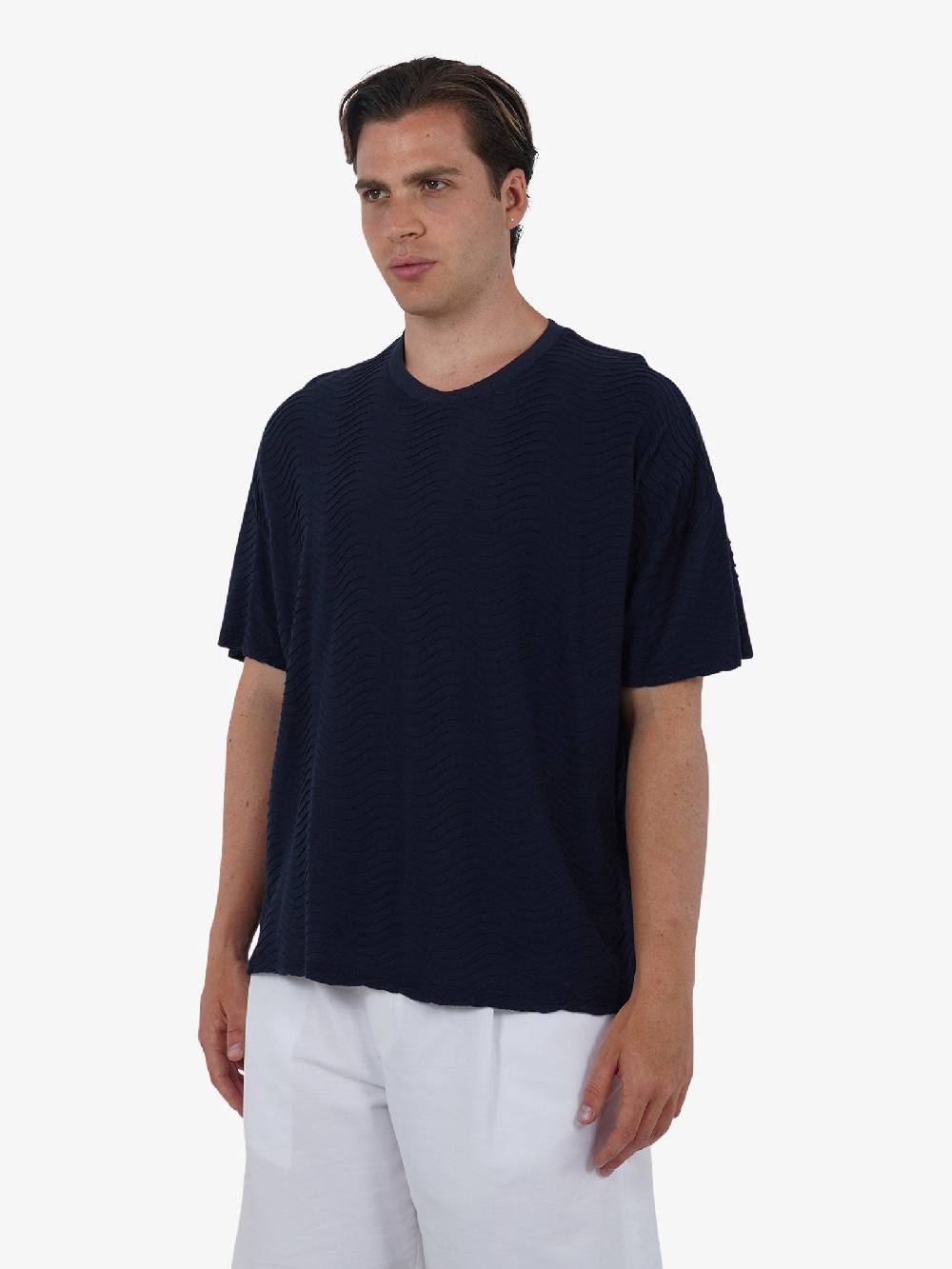 C93 T-shirt effetto onda 6067C483 uomo cotone nero Offerta