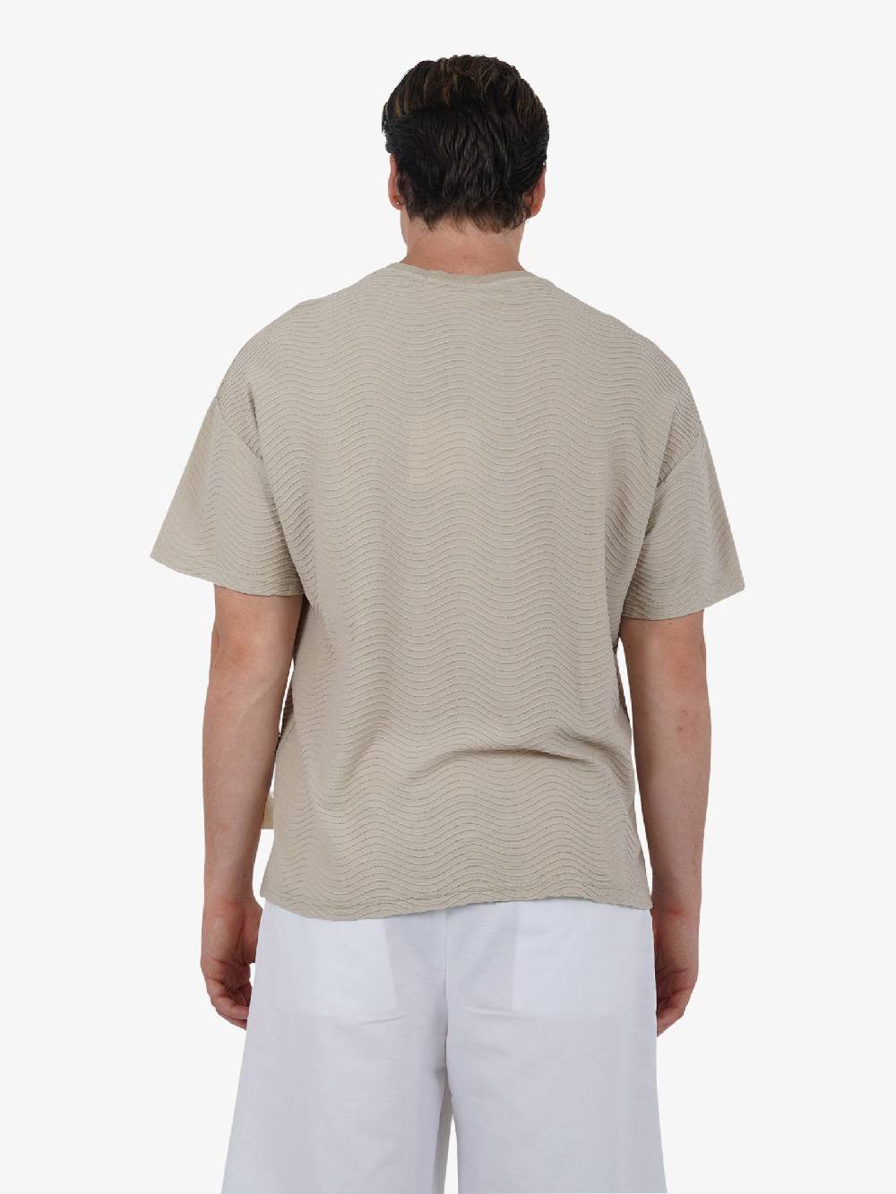 C93 T-shirt effetto onda 6067C483 uomo cotone beige Economico