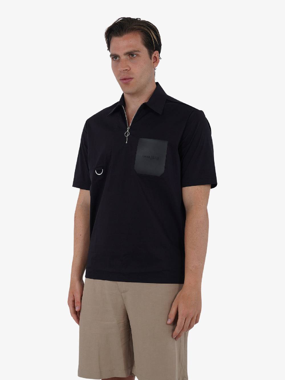 LOW BRAND Polo zip B231 popeline L1TSS246524 uomo cotone nero Online