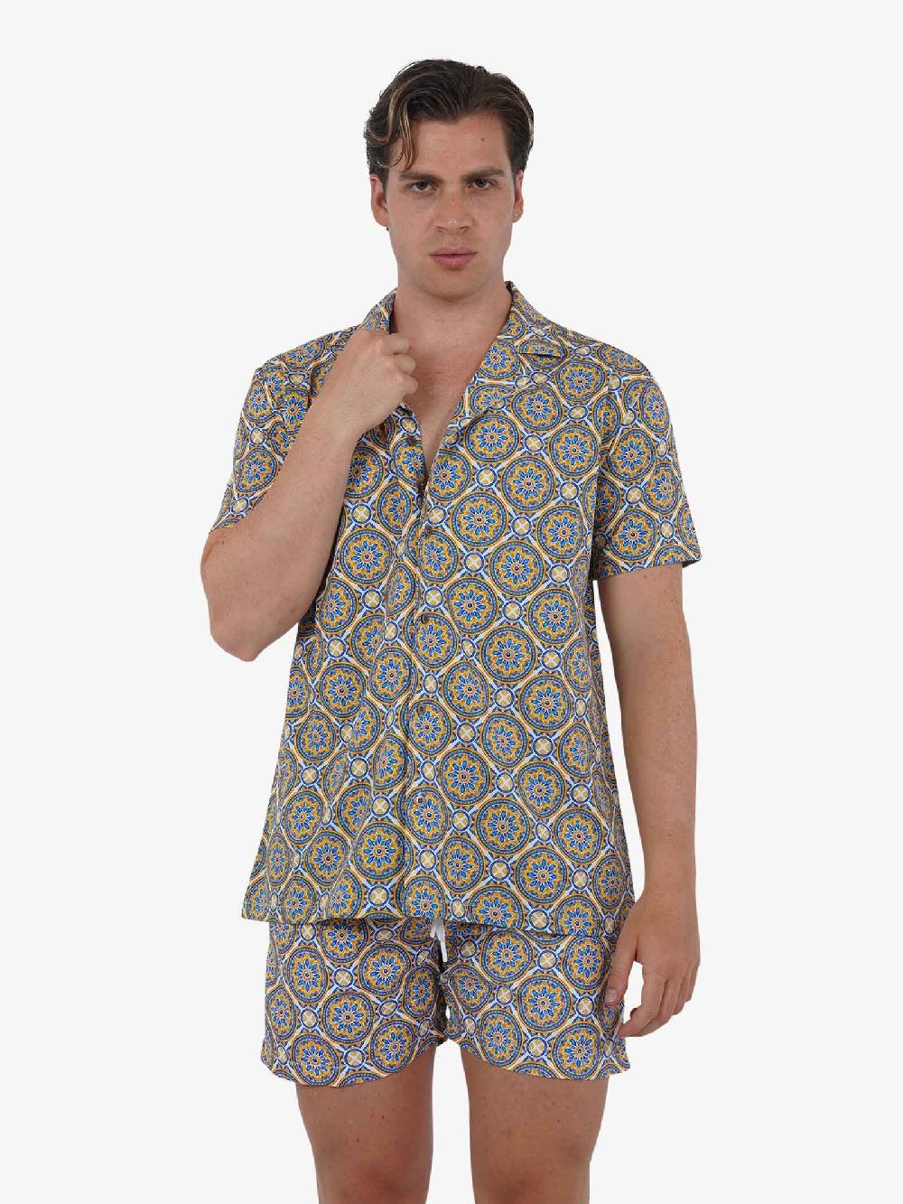 MOVE BEACHWEAR Camicia Bowling con stampa PRINT 24 uomo multicolor