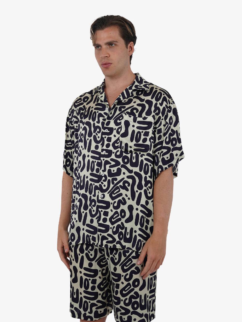 C93 Camicia con stampa C93-8116C491 uomo viscosa blu Offerta esclusiva