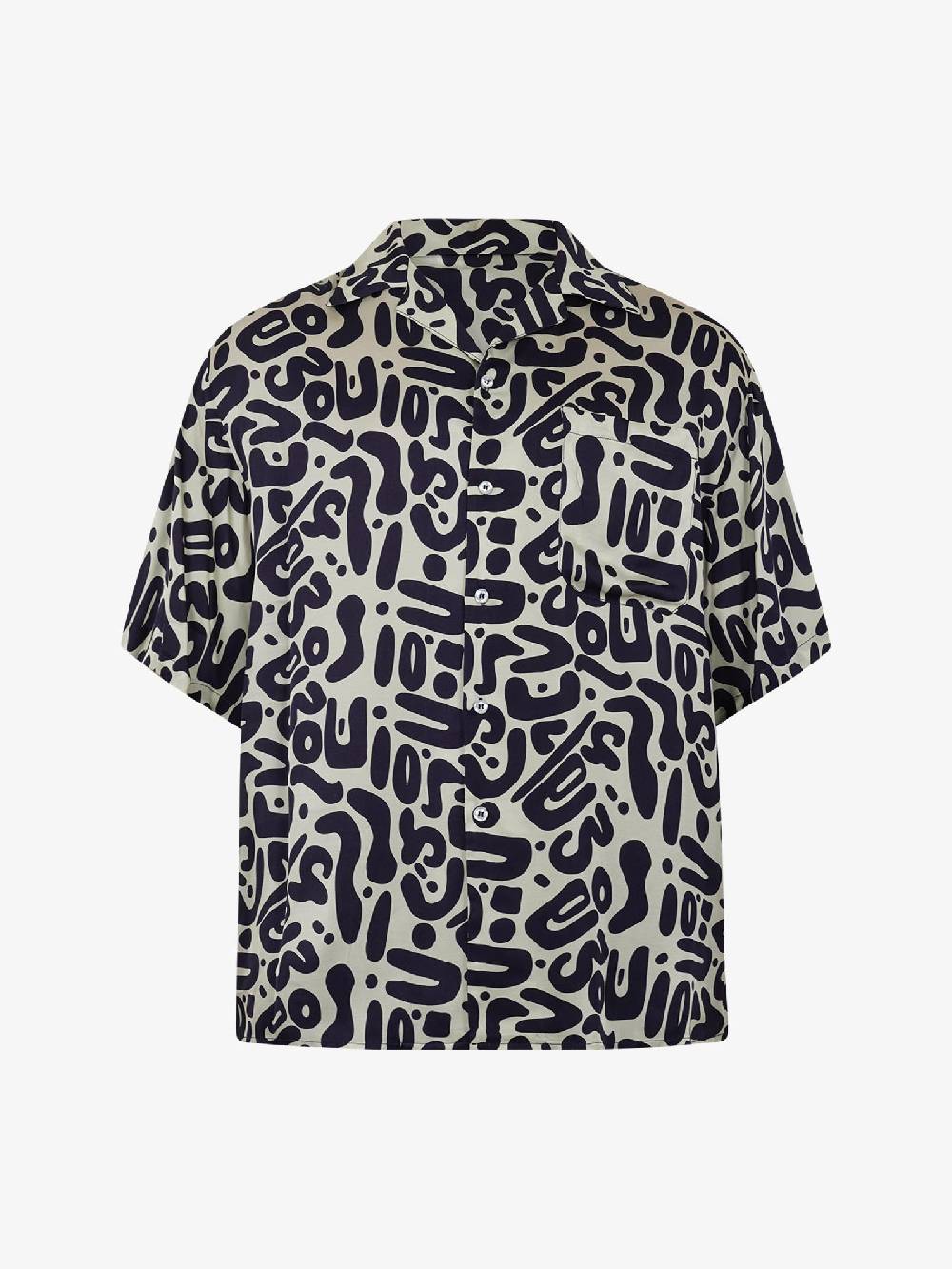 C93 Camicia con stampa C93-8116C491 uomo viscosa blu Offerta esclusiva