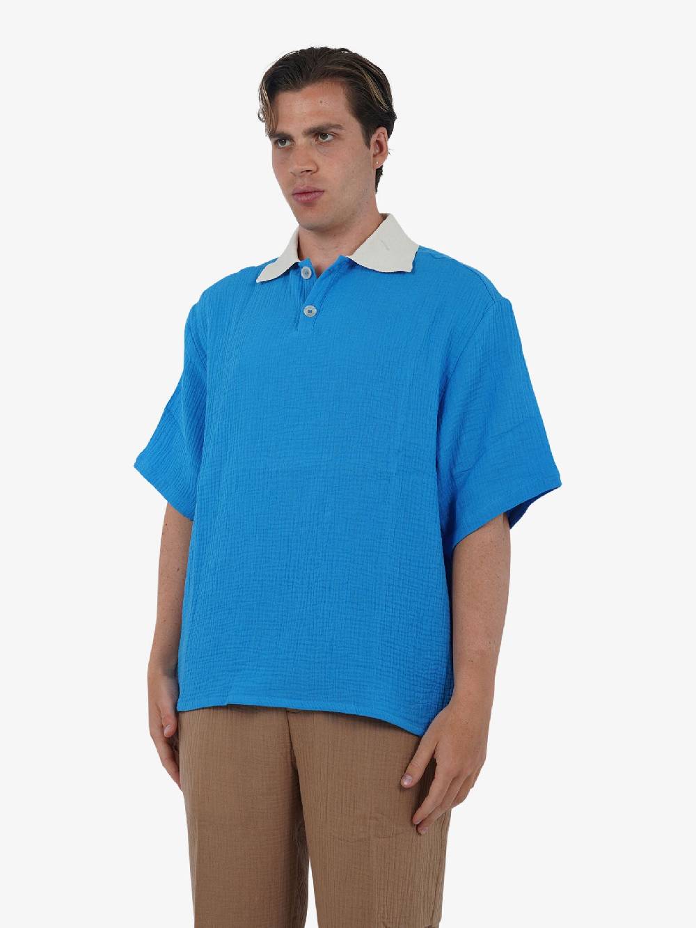 3DICI Camicia CAU3DICI025BA uomo cotone blu Vendite stagionali