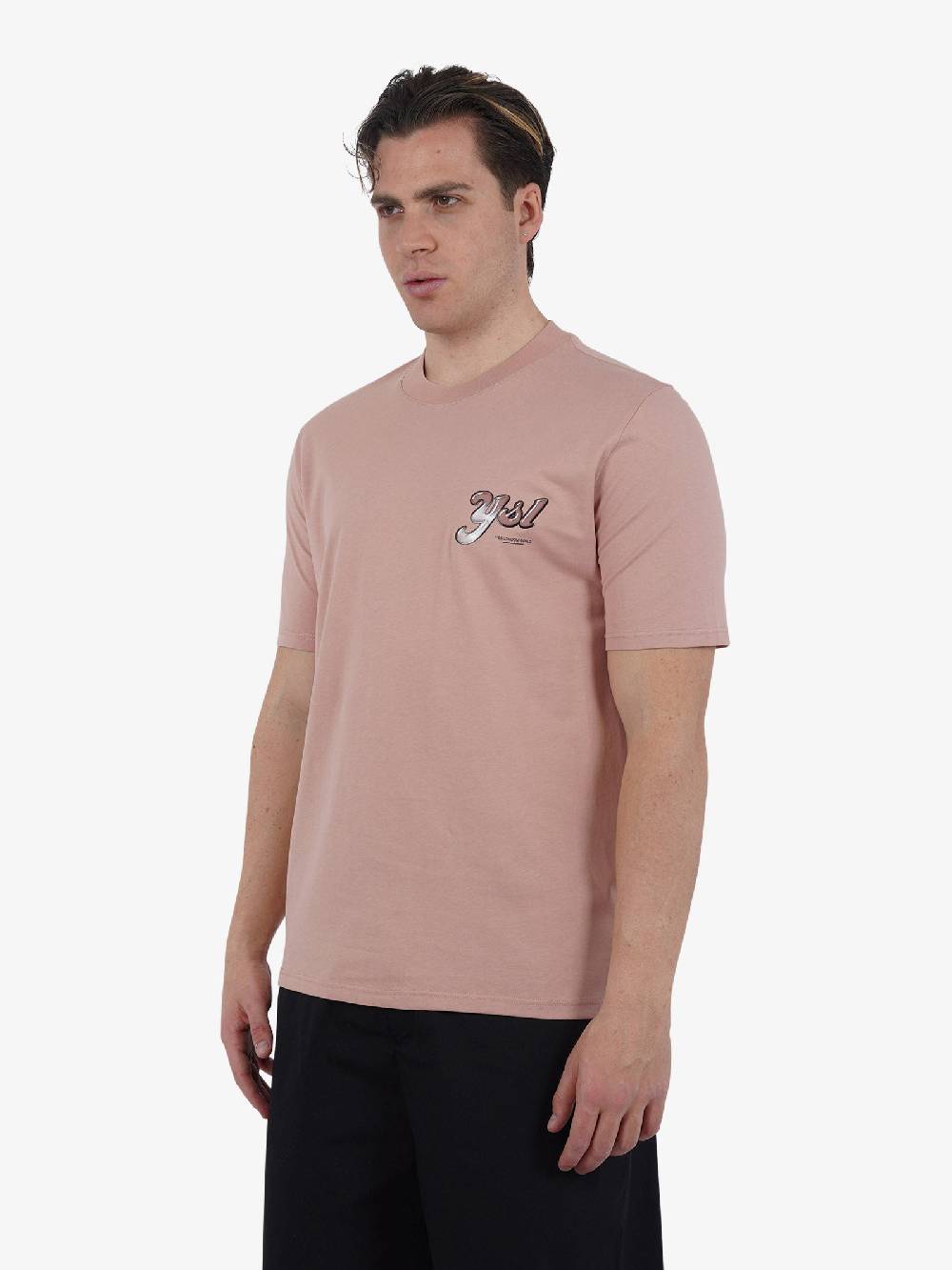 YES LONDON T-shirt girocollo con stampa XM4102 uomo cotone rosa Online Outlet