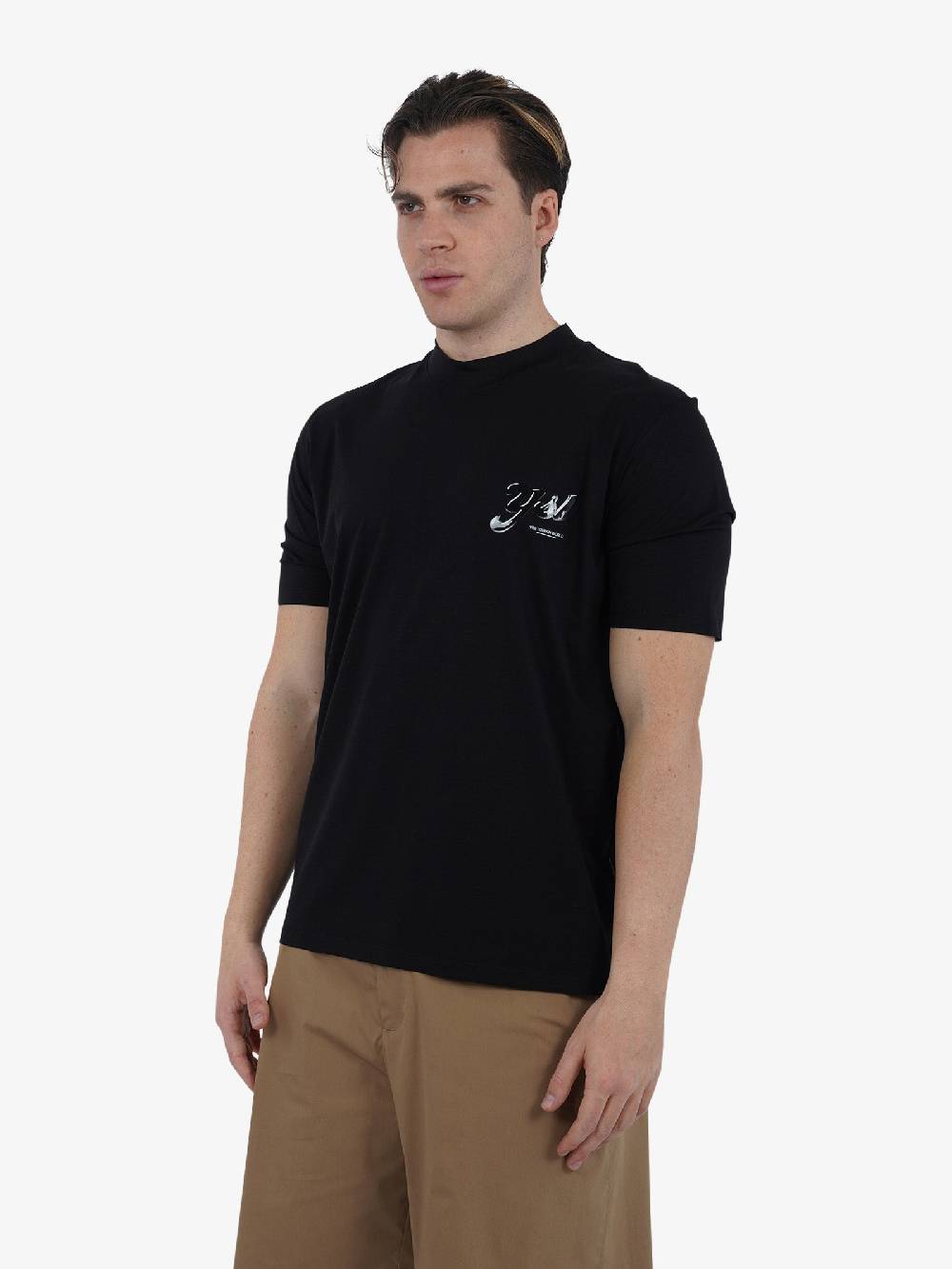 YES LONDON T-shirt girocollo con stampa XM4102 uomo cotone nero Offerta temporanea