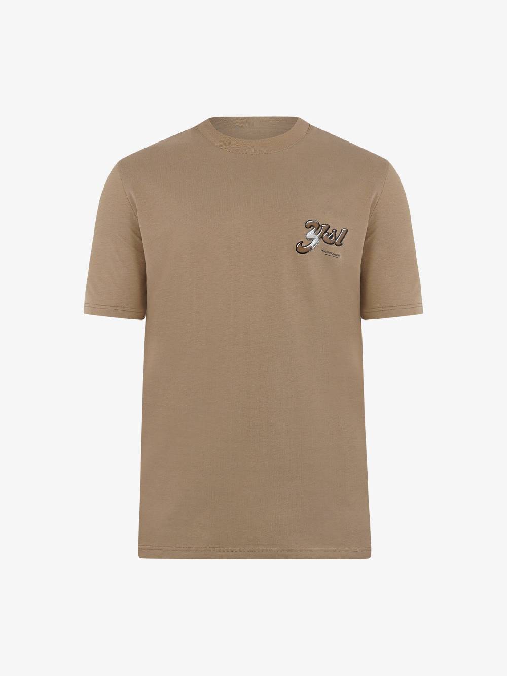 YES LONDON T-shirt girocollo con stampa XM4102 uomo cotone beige Offerte esclusive