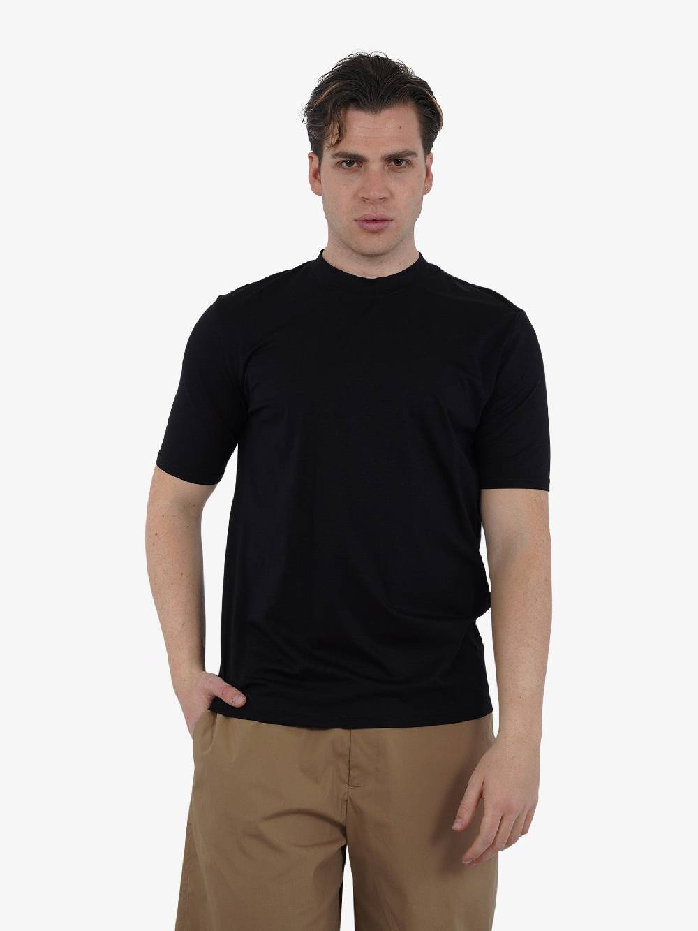 YES LONDON T-shirt girocollo XM4090 uomo cotone nero Lightning offer