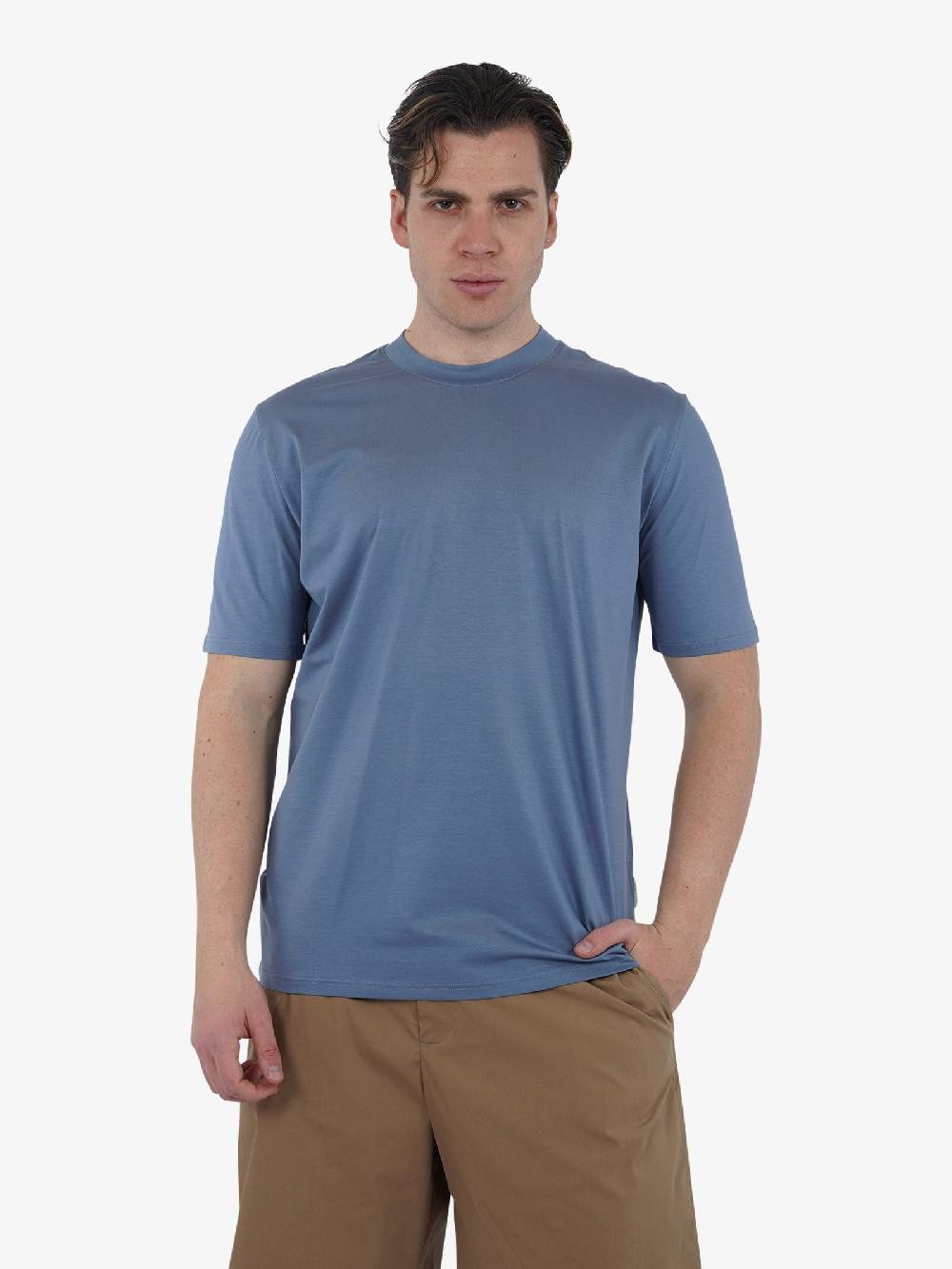 YES LONDON T-shirt girocollo XM4090 uomo cotone grigio Nuovi prodotti