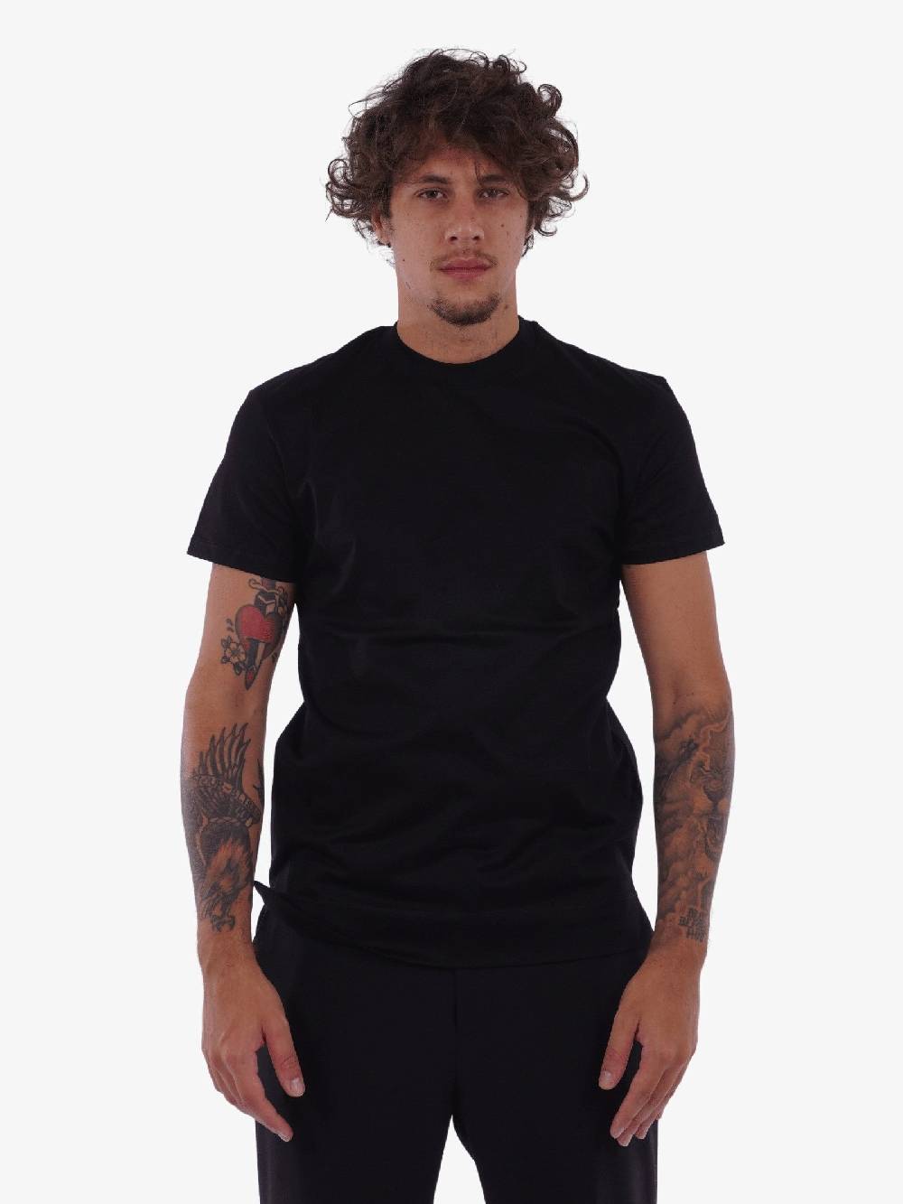 WHITE OVER Tshirt slim fit uomo nera Liquidazione