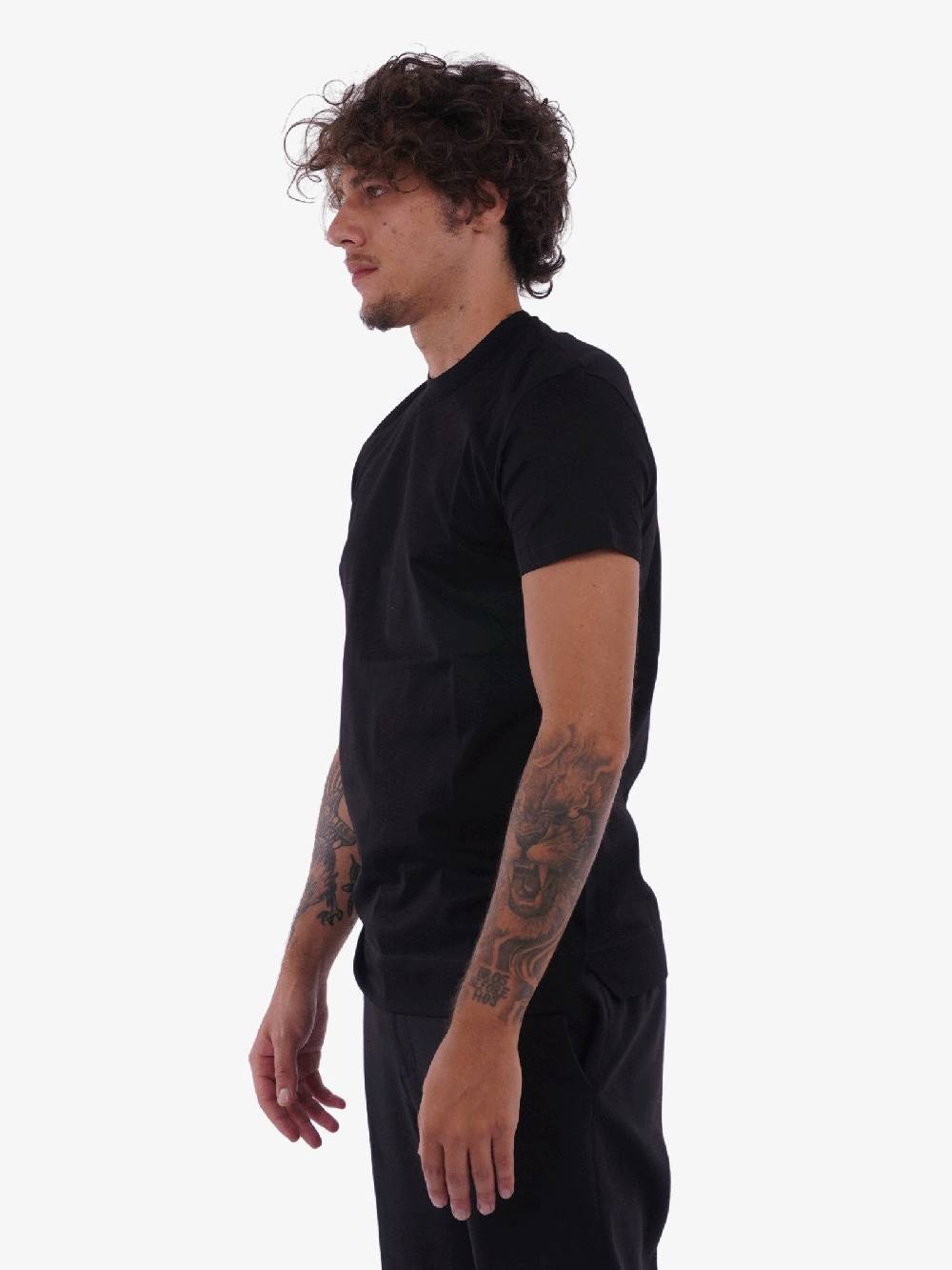 WHITE OVER Tshirt slim fit uomo nera Liquidazione