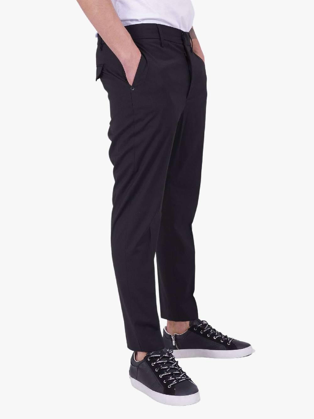 WHITE OVER Pantalone slim fit nero uomo Offerte giornaliere