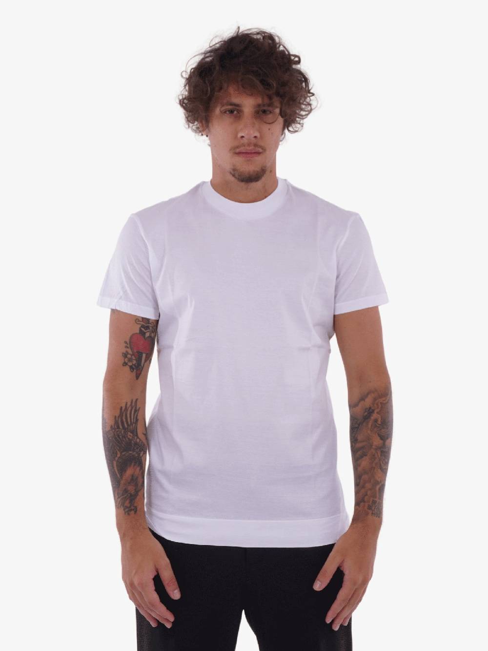 WHITE OVER Tshirt slim fit uomo bianca Offerte speciali