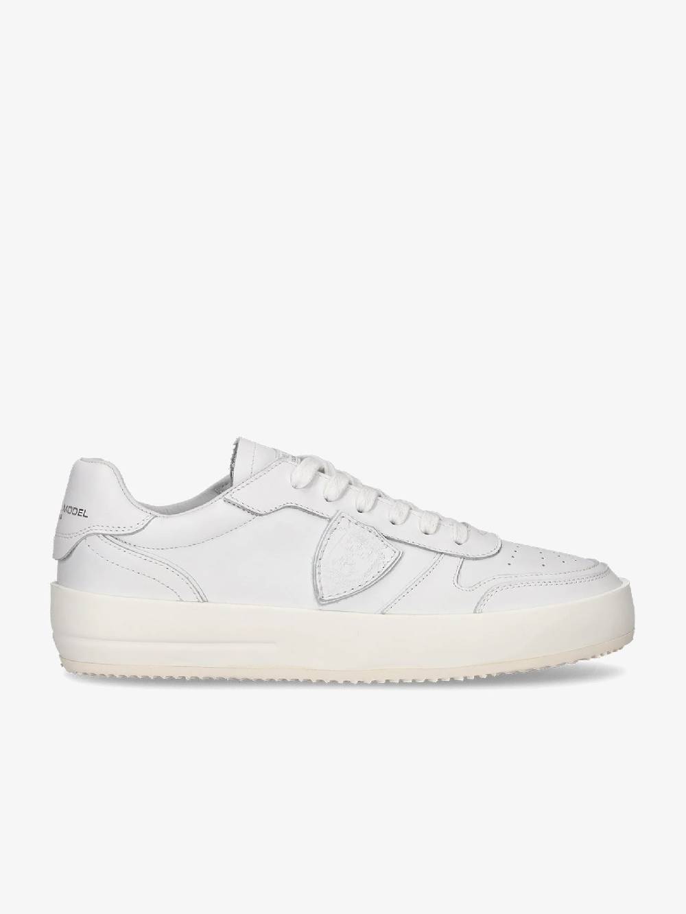 PHILIPPE MODEL Sneakers bassa Nice VNLU uomo in pelle bianco Fino al 65% di sconto