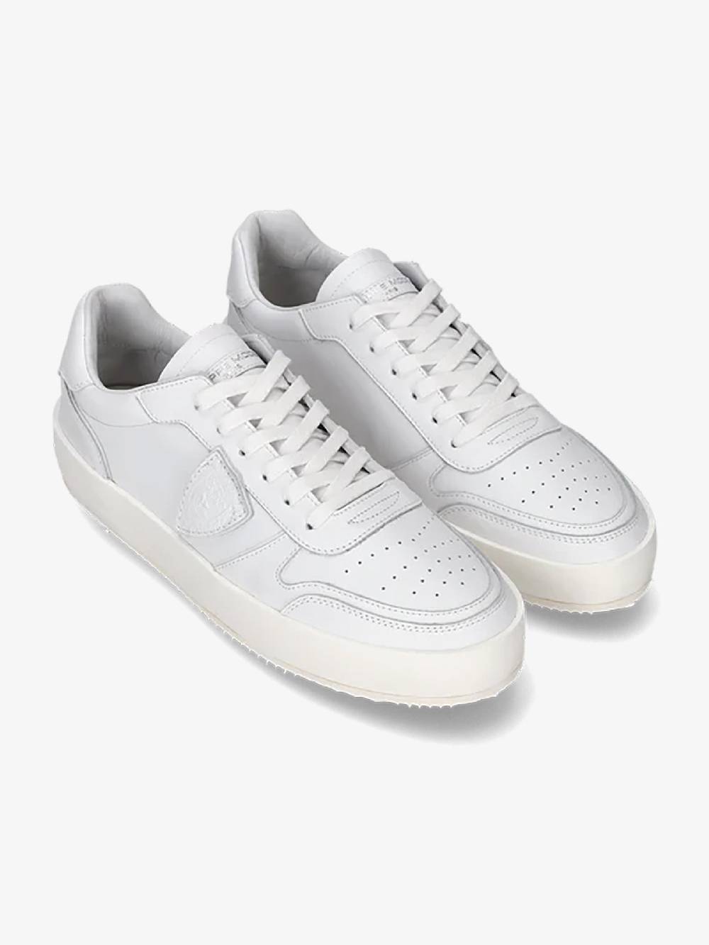 PHILIPPE MODEL Sneakers bassa Nice VNLU uomo in pelle bianco Fino al 65% di sconto