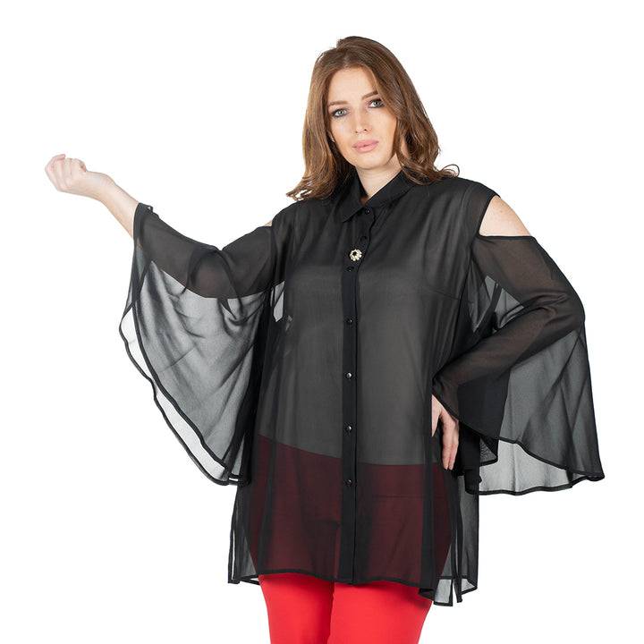Oltre Tempo Camicia in georgette chiffon con maniche ampie Negozi Online